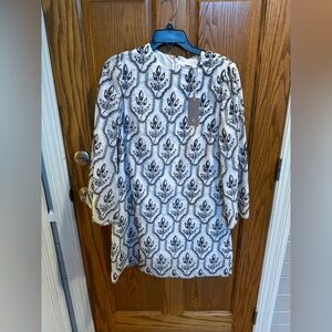 Preston & York Women’s Jeanne White and Black Patterned Dress